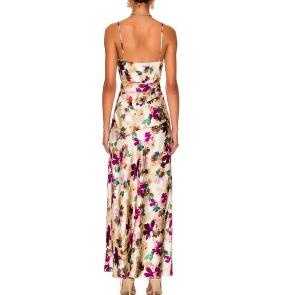 Nicholas Nahara Silk Floral Asymmetric Cowl Neck Dress Size 0 - Picture 3 of 11